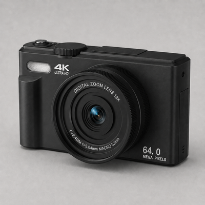 DayRoll Q6 pocket camera black color variant front view