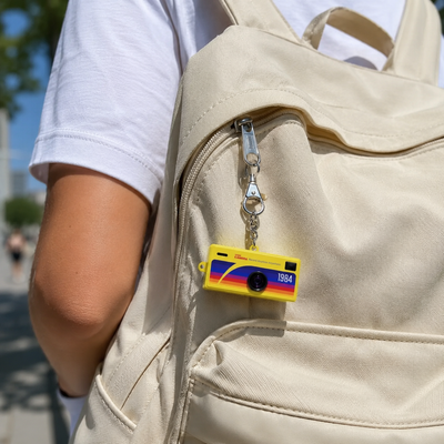 DayRoll G6 clipped to a backpack strap
